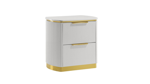 Giovanni Modern High-Gloss White 2-Drawer Nightstand with Vertical Fluting by Galaxy Home Furnishings