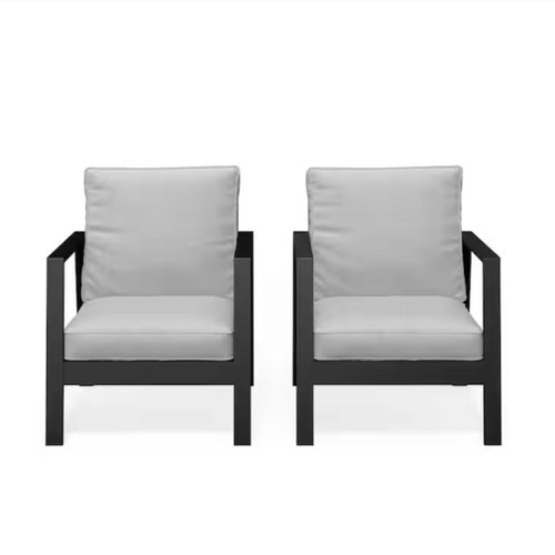 All-Weather Ergonomic Patio Armchairs With Thick Cushions (Set of 2)