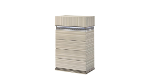 Leonor Modern Beige Wood-Grain 5-Drawer Vertical Chest with Integrated LED Lighting by Galaxy Home Furnishings