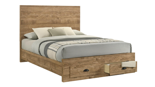 Montana Modern Natural Storage Bed with Integrated Footboard Drawers by Galaxy Home Furnishings