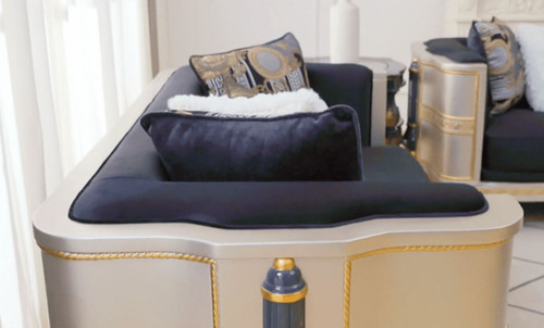 HD-9042 - Loveseat - Silver / Black / Gold