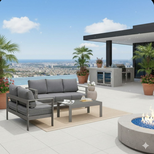 Outdoor Patio Set, All-Weather With Thick Cushions