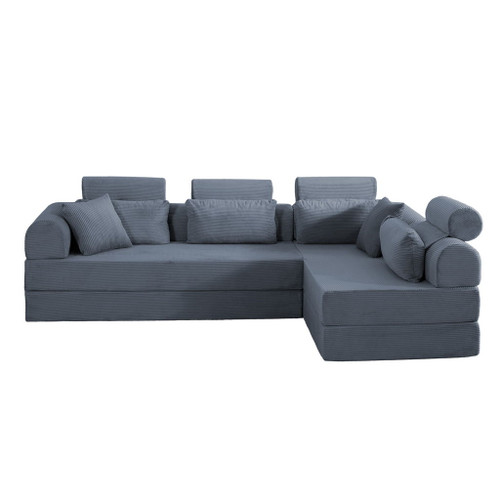 Modern L-Shape Modular Sectional Sofa, Compressed Design