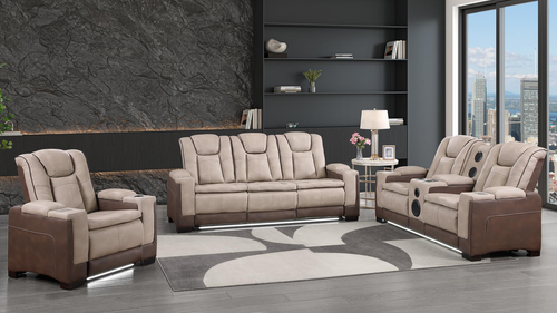 Bruno Reclining Sofa in Performance Leather Gel with Contrast Stitching