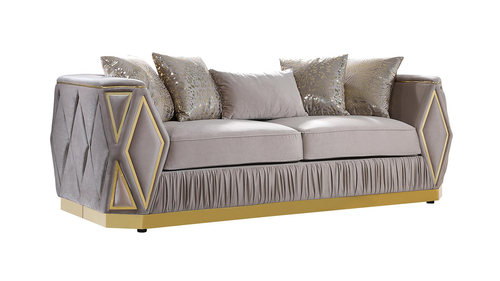 Cavalli Modern Velvet Sofa with Channel Tufting and Metal Legs by Galaxy Home Furnishings