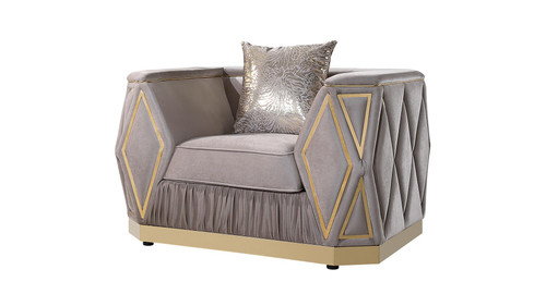 Cavalli Modern Velvet Accent Chair with Channel Tufting and Metal Legs by Galaxy Home Furnishings