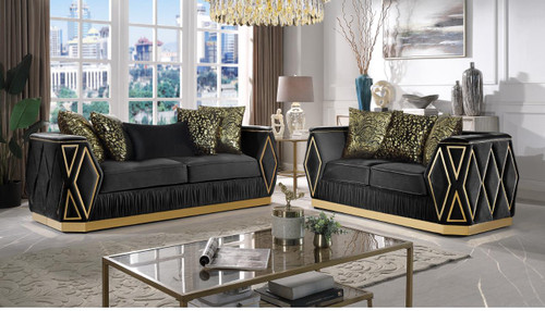 Cavalli Modern Velvet Accent Chair with Channel Tufting and Metal Legs