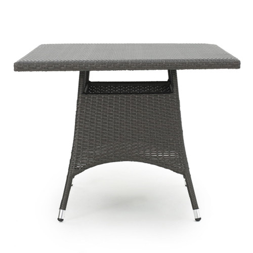 Outdoor Rattan Square Dining Table With 4 Legs - Gray