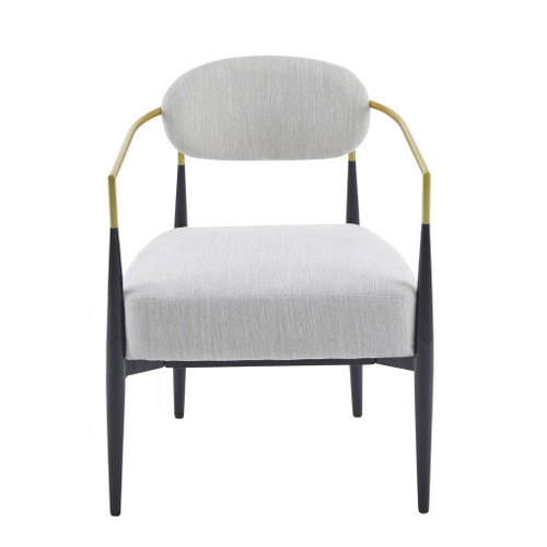 Mid Century Modern Upholstered Accent Armchair With Tapered Legs - Beige / Black / Gold