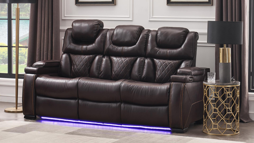 Lexus Reclining Sofa with LED Lighting and USB Charging by Galaxy Home Furnishings