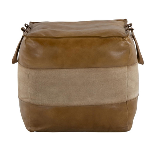 Cobbler - Pouf - Brown Leather And Tan Canvas