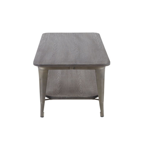 Oregon - Coffee Table - Antique Metal And Espresso Wood-grain Pressed Bamboo