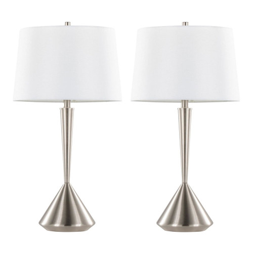 Diva - 29" Metal Table Lamp (Set of 2) - Brushed Nickel / White Linen