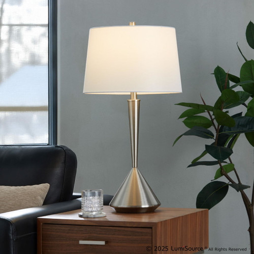 Diva - 29" Metal Table Lamp (Set of 2) - Brushed Nickel / White Linen