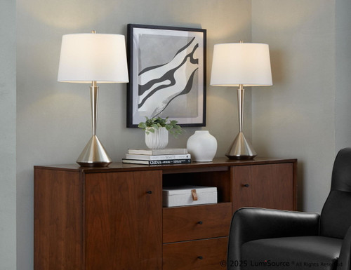 Diva - 29" Metal Table Lamp (Set of 2) - Brushed Nickel / White Linen