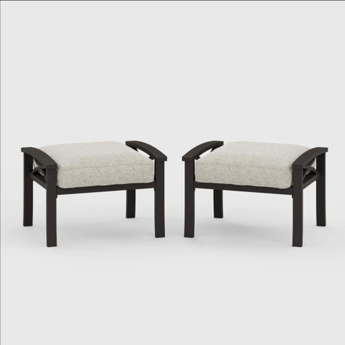 Modern All-Weather Ottomans With Cushions (Set of 2)