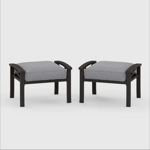 Modern All-Weather Ottomans With Cushions (Set of 2)