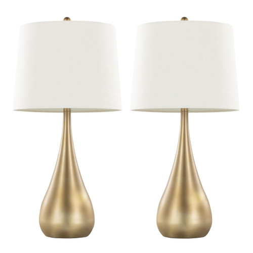Pebble - 30" Metal Table Lamp (Set of 2) - White And Gold