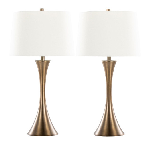 Lenuxe - 29" Metal Table Lamp (Set of 2) - Textured Linen Shade