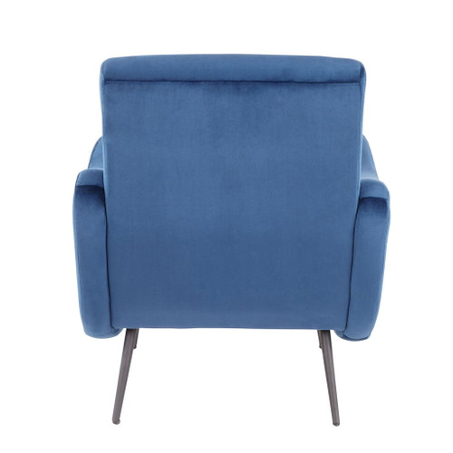 Rafael - Contemporary Lounge Chair - Black Metal And Blue Velvet