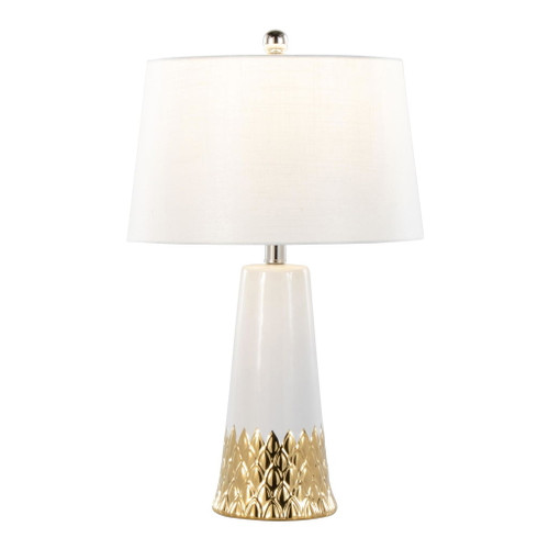 Penelope - Contemporary Ceramic Table Lamp - White & Gold Ceramic Body And White Shade