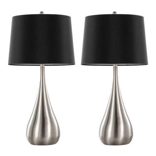 Pebble - 29" Metal Table Lamp (Set of 2) - Brushed Nickel With Black Linen Shade from Grandview Gallery