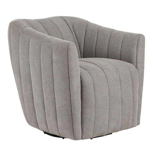 Finley - Upholstered Contemporary Swivel Accent Chair - Black Metal And Taupe Fabric