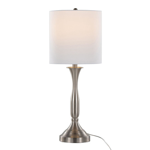 Sawyer - Contemporary Metal Table Lamp (Set of 2) - Brushed Nickel With White Linen Shade And Built - In Usb Port From Grandview Gallery