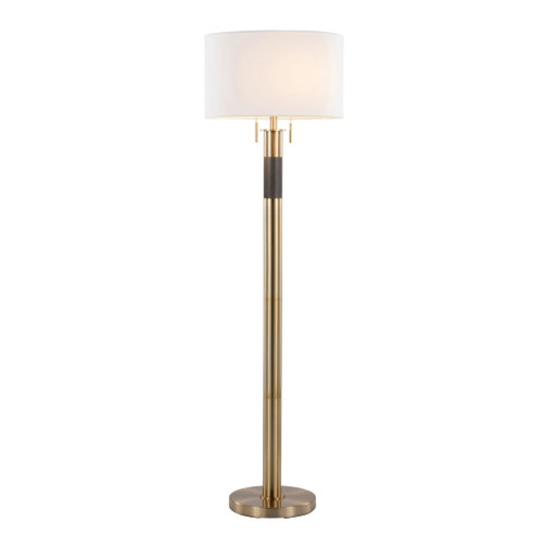 Trophy - Glam Floor Lamp - Gold Metal And White Linen Shade