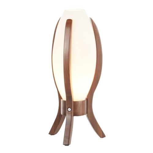 Cocoon - Contemporary Desk Lamp - Walnut Wood And Frosted Glass