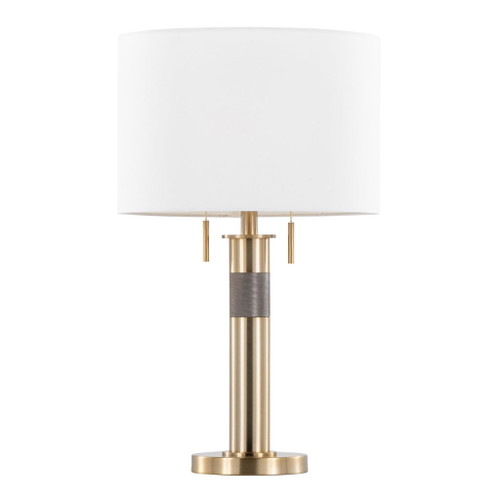 Trophy - Glam Table Lamp - Gold Metal And White Linen Shade