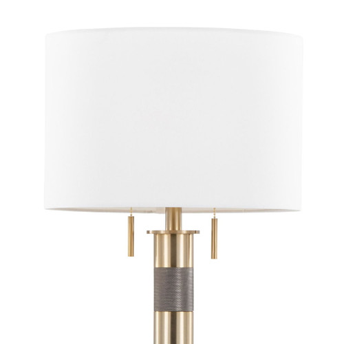 Trophy - Glam Table Lamp - Gold Metal And White Linen Shade