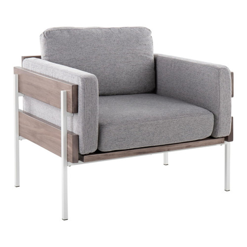 Kari - Farmhouse Accent Chair - White Metal, Gray Wood