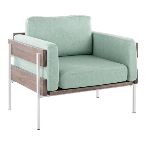 Kari - Farmhouse Accent Chair - White Metal, Gray Wood