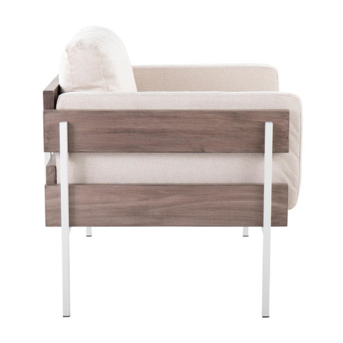 Kari - Farmhouse Accent Chair - White Metal, Gray Wood