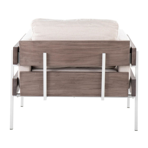 Kari - Farmhouse Accent Chair - White Metal, Gray Wood
