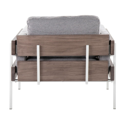 Kari - Farmhouse Accent Chair - White Metal, Gray Wood