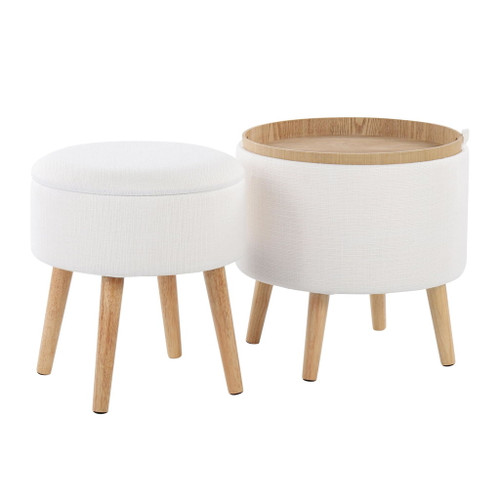 Tray - Contemporary Storage Ottoman With Matching Stool