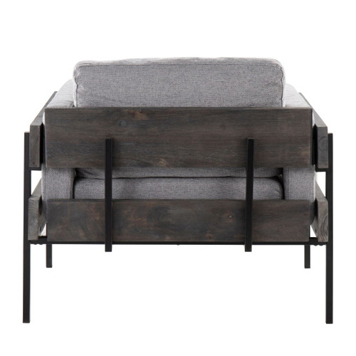 Kari - Farmhouse Accent Chair - Black Metal, Gray Wood