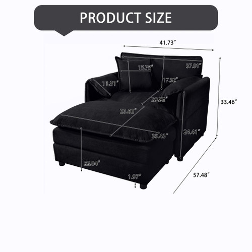 Oversized Chair With Movable Ottoman, Soft Upholstered Lounge Chair