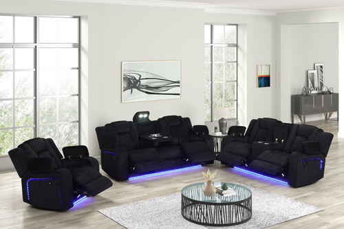 Hulk Black 3PC Reclining Set Hulk10 by Happy Homes