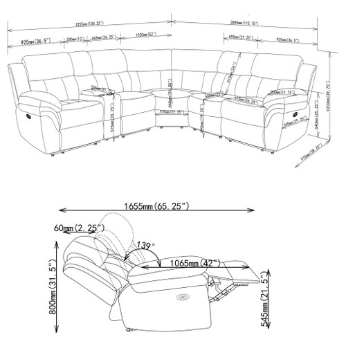 Divine - 6 Piece Reclining Sectional