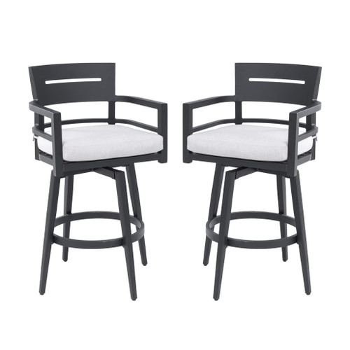 Outdoor Swivel Bar Chairs, 360 Degree Rotation, Ergonomic Backrest (Set of 2)