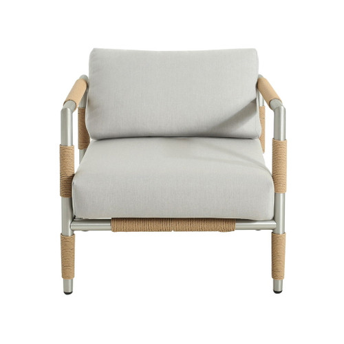 Oriana - Aluminum Outdoor Patio Armchair With Thick Cushions - Light Gray
