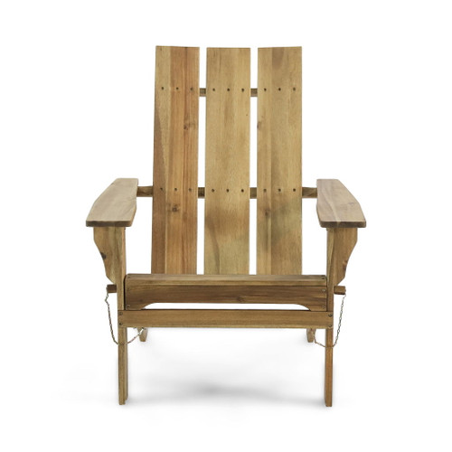 Outdoor Foldable Adirondack Chair With Slat Back - Natural