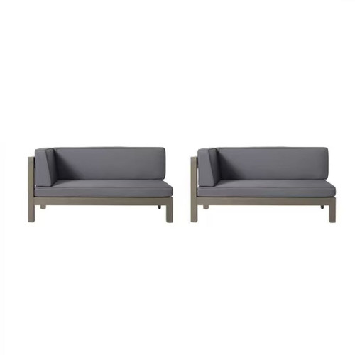 Aura - 2 Piece Outdoor Set With X Back Left Bench And Corner - Dark Gray