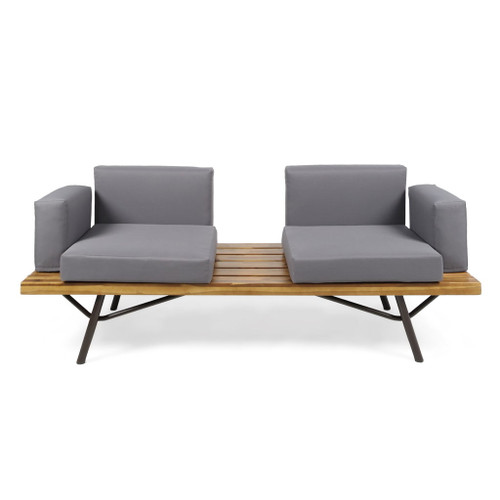 2 Piece Patio Set With Loveseat And Coffee Table - Natural / Dark Gray