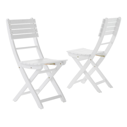 Outdoor Foldable Wood Dining Chair With Slat Design (Set of 2)