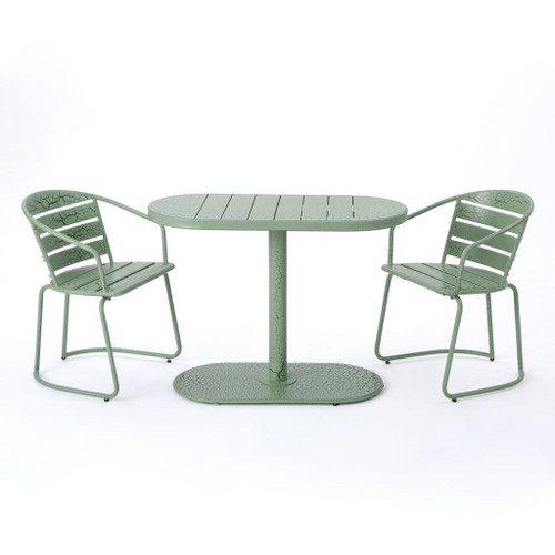 3 Piece Elegant Outdoor Bistro Set With 2 Chairs And Oval Table