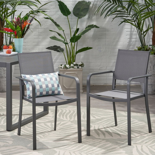 Waterfal - Outdoor Aluminum Dining Chair With Seat (Set of 2)